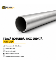 Teava rotunda inox sudata AISI 304, 206 x 3 mm, 6 metri Teava rotunda inox sudata AISI 304, 206 x 3 mm, 6 metri